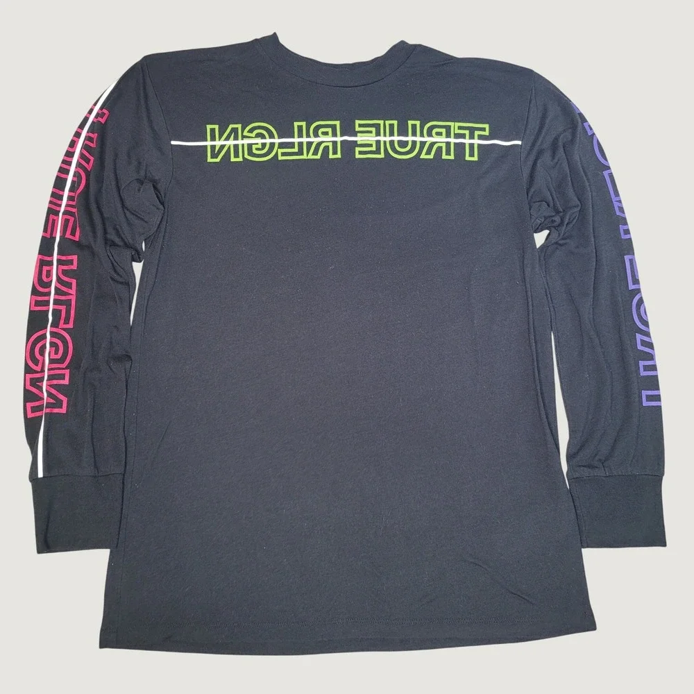 True Religion Mens Flipped Logo Long Sleeve T-Shirt Black Multi 203260 S